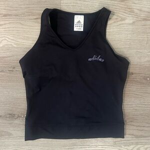 Y2K Adidas Women's Black Tank Top embroidered logo size Small